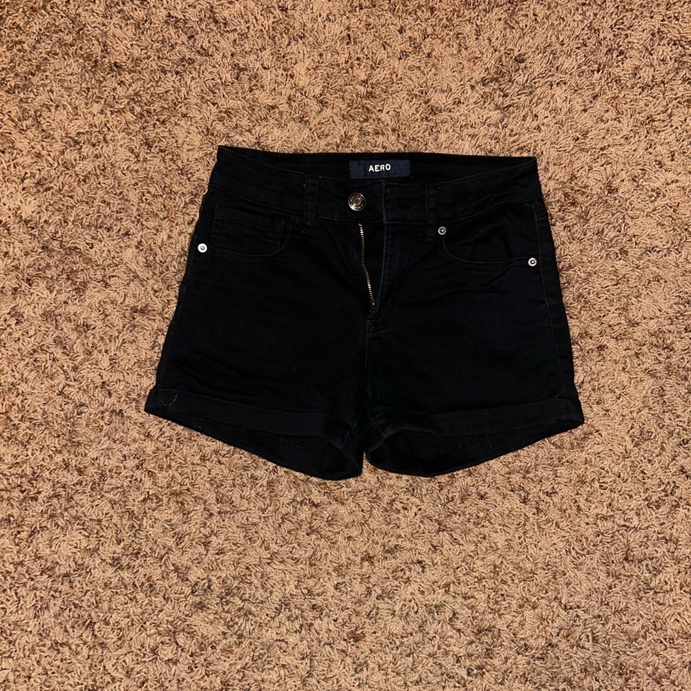 AERO Black Jean shorts 0